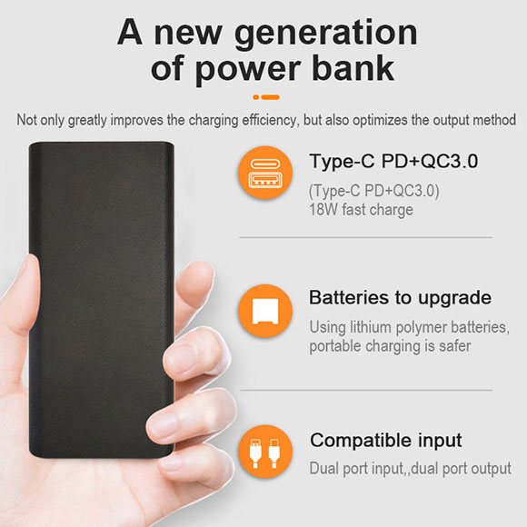 2020 newest 10000mAh small size Power Bank with type C PD port to charge pc LWS-8031